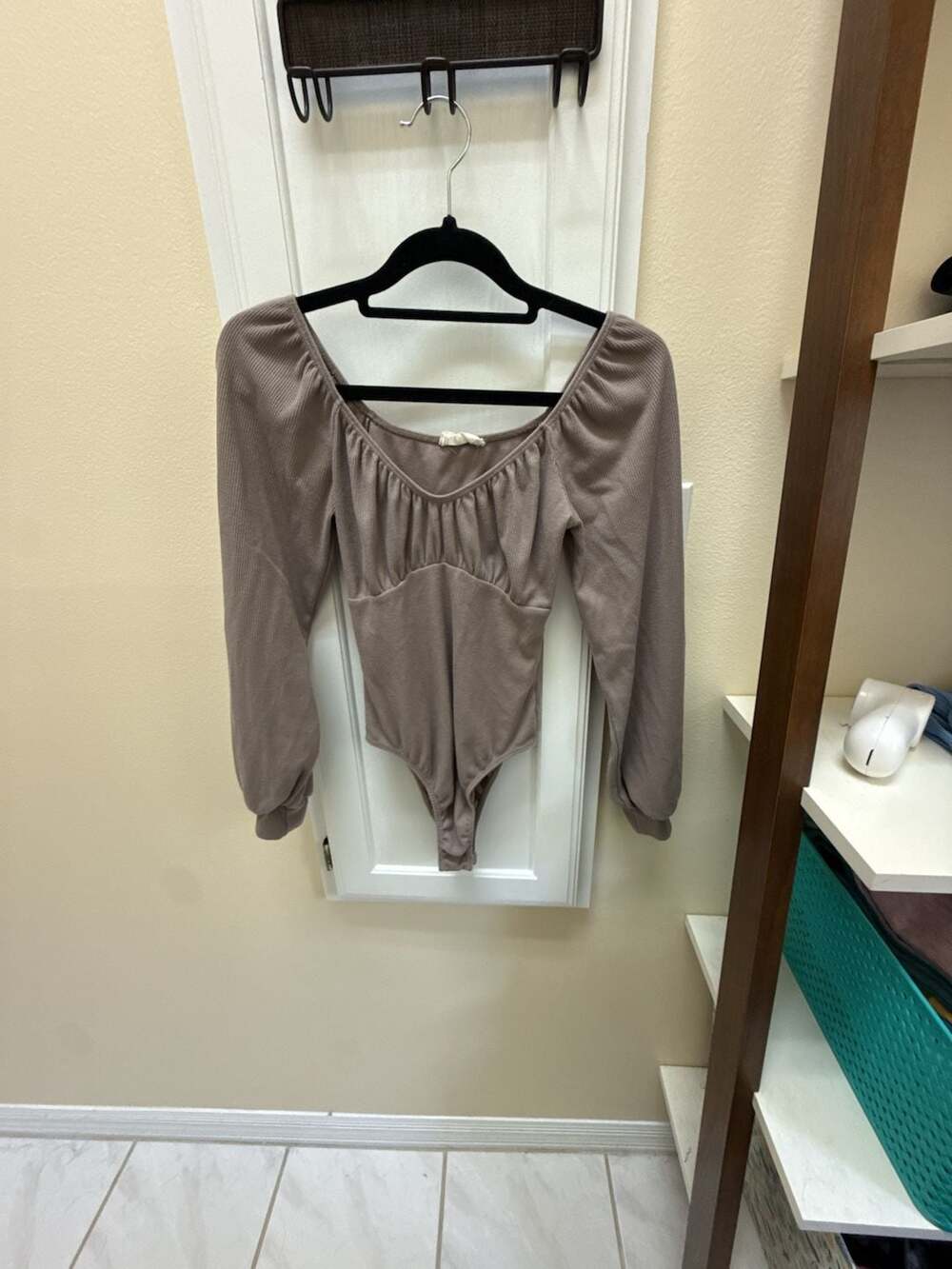 Altar'd State Bodysuit Size XS Brown Long Sleeve Square Neck Ribbed